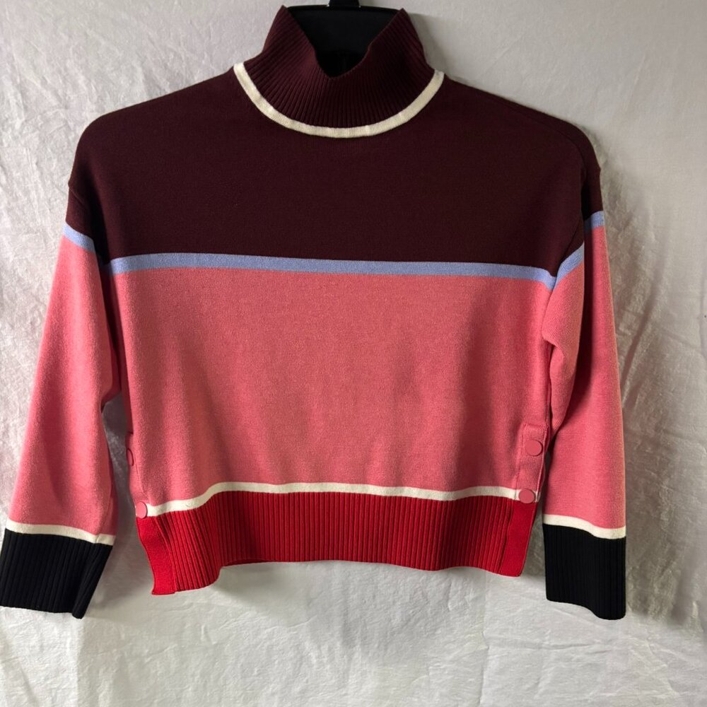 Talbots Mockneck Sweater - Striped Colorblock- SZ P